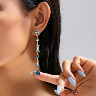 Aquamarine Linear Drop Earrings