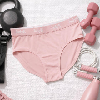 Pink underwear with 'JadyK' branding.