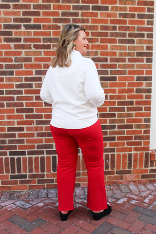 Aspen Red High Waisted Flare Pants