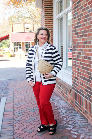 Aspen Red High Waisted Flare Pants