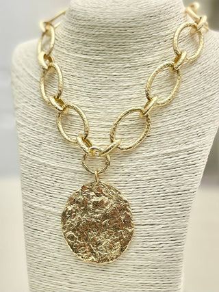 Aurelia Hammered Gold Medallion Statement Necklace