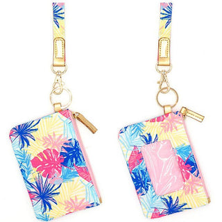 Colorful Tropical Leaves ID Wallet & Detachable Lanyard