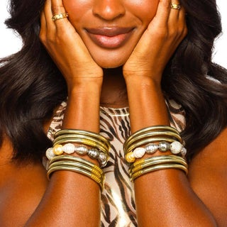 BuDhaGirl | All Weather Bangles (Set of 6) | Etoile(Soft Gold)