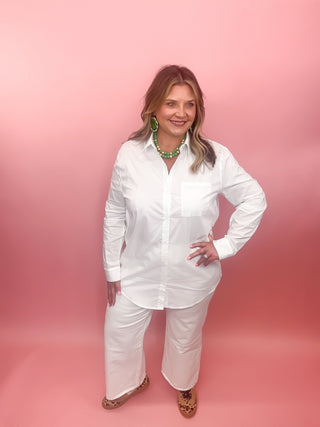 Basic White Oversized Button Down Blouse