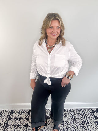 Basic White Oversized Button Down Blouse