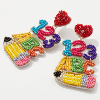 Beaded "ABC" Pencil Earrings
