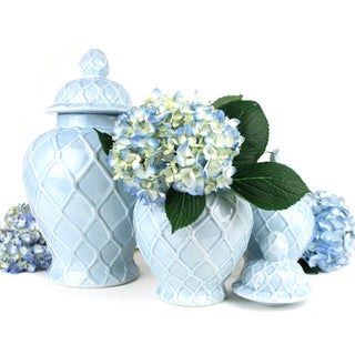 Light Blue Textured Ginger Jar - Large