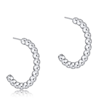 Beaded Classic 1" Post Hoop - Sterling