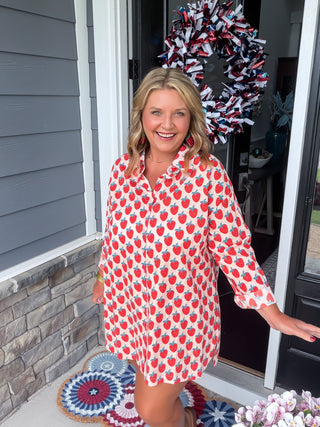 strawberry tunic blouse