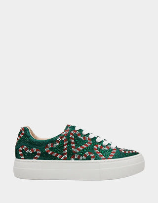 Betsey Johnson | Sidney Candy Cane Rhinestone Sneakers | Green