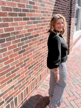 Black Dahlia Puff Sleeve Blouse