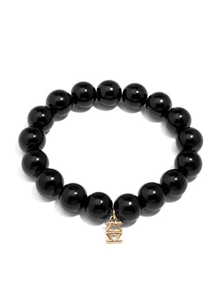 Black Glass Bead Stretch Bracelet