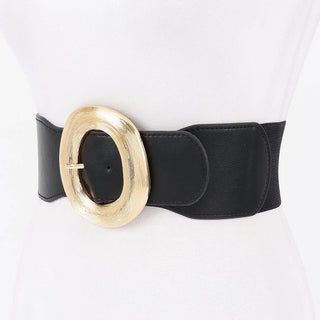 Blakely Wide Metal Round Buckle Stretch Belt