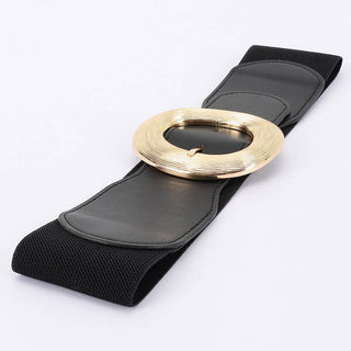 Blakely Wide Metal Round Buckle Stretch Belt
