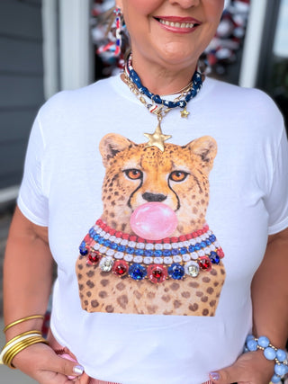 Blinged Bubble Gum Leopard Tee