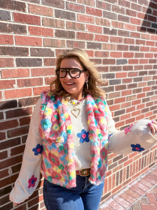 Bloom & Glow Reversible Faux Fur Cropped Vest