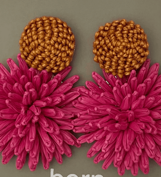 Raffia floral statement earrings.