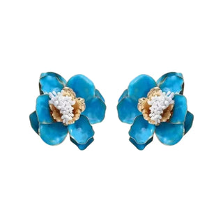 Blossom Statement Earrings | Blue