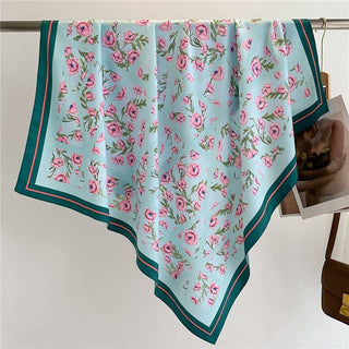 Blue Oversized Floral Print Bandana Scarf Wrap