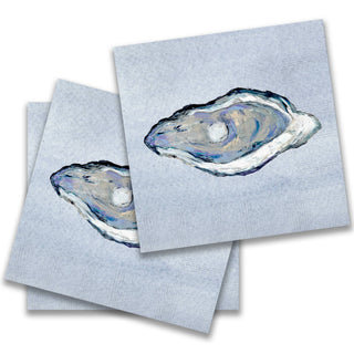 Blue colored oyster designed cocktail napkins.