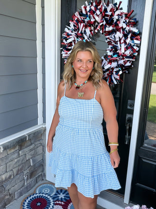 Blue Skies Tiered Mini Dress M