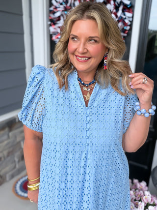 Bluebell Eyelet Lace Midi Dress