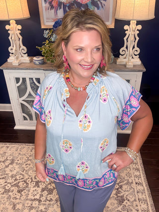 Boho Breeze Border Blouse