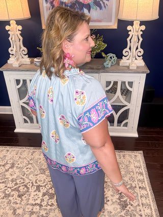 Boho Breeze Border Blouse