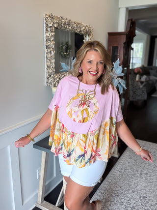 Boho Floral Peace Patchwork Top