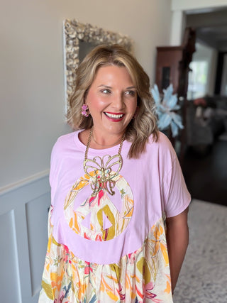 Boho Floral Peace Patchwork Top