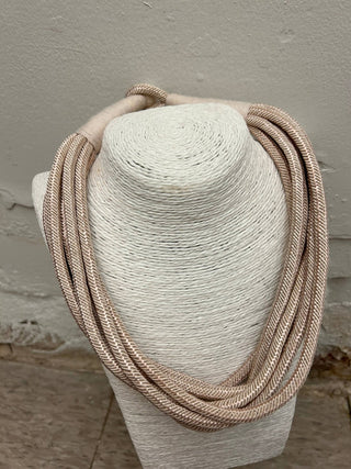 Ecru rope statement necklace.