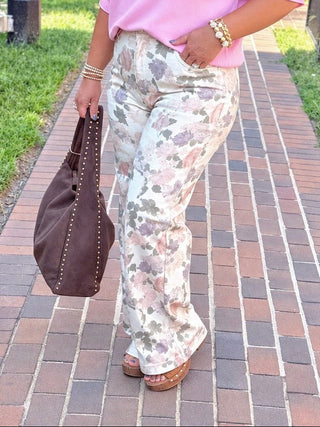 Botanical Bloom High-Rise Wide Straight Jeans