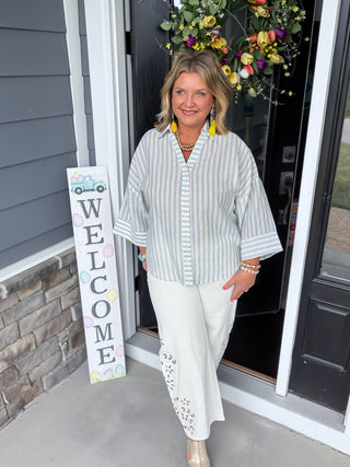 Breezy Statement Sleeve Stripe Shirt