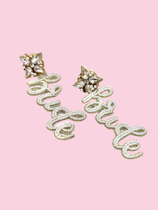 Bride Beaded Earrings (Cursive)