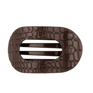 Brown Crocodile Flat Round Hair Clips