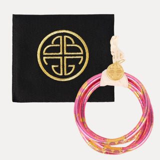 BuDhaGirl | KOI Rose All Weather Bangles | Pink & Gold Leaf Stack (Set of 4)