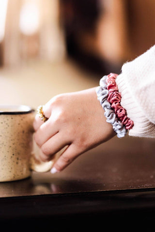 Silver Flames Silk Small Scrunchie