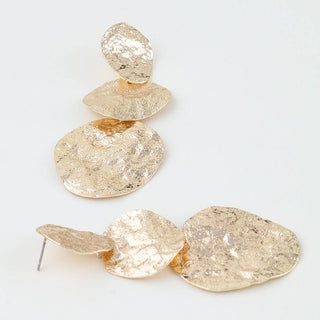 Triple Hammered Disc Drop Earrings