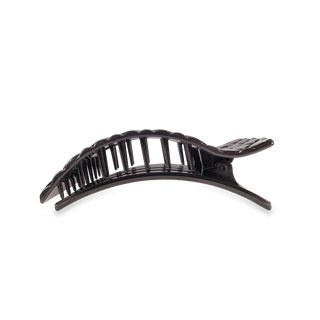 Jet Black Quilted Medium Flat Rectangle Hair Clip