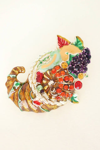 Cornucopia Basket Thanksgiving Brooch Pin