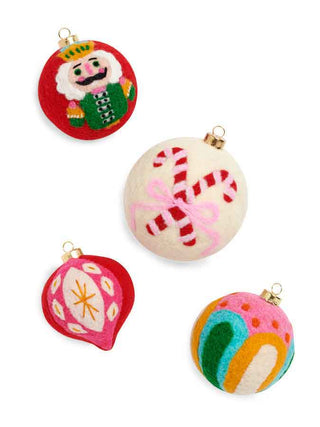 Four colorful Christmas ornaments 