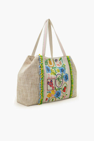 Capri Zest Oversized Beaded Jute Beach Tote