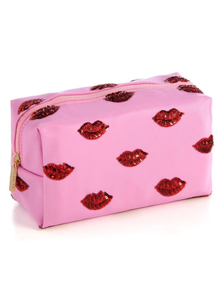 Cosmetic bag with lip pattern design