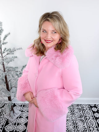 Carmine Faux Fur Trim Coat | Star Dust