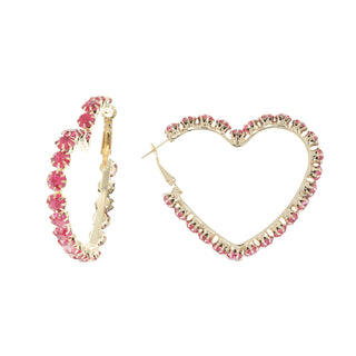 Crystal Rhinestone Heart Hoop Earrings