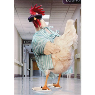 "Rooster Hospital Gown" Get Well Card