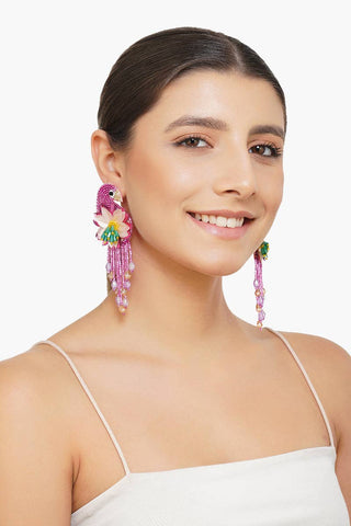 Pink Chirp Beaded Earrings