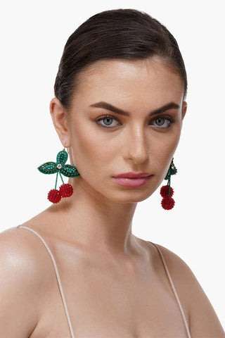 Cherry Handbeaded Earrings