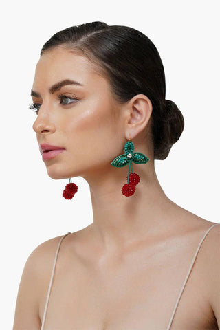 Cherry Handbeaded Earrings