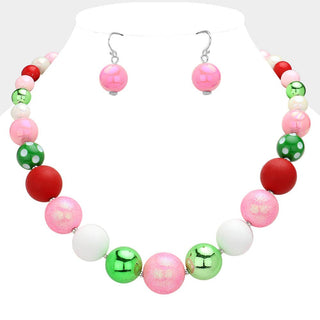 Christmas Beads Beaded Necklace